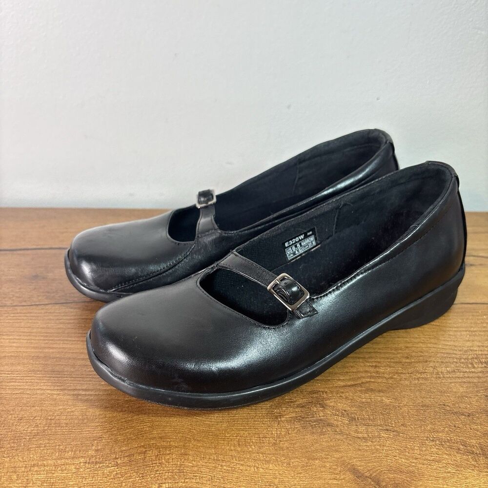 Aetrex Sz 6.5 Narrow US Sarah Black Leather Mary Jane Shoes E320 Comfort